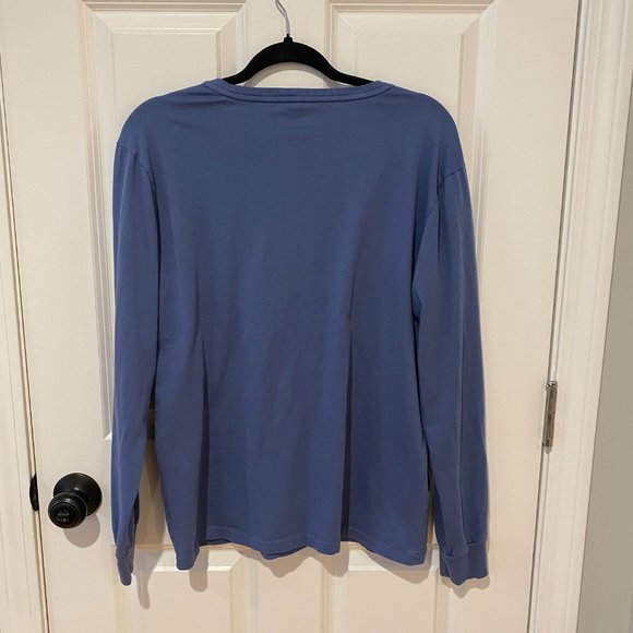 Blue Long Sleeve V Neck Ralph Lauren T Shirt - Size Medium - Picture 4 of 5
